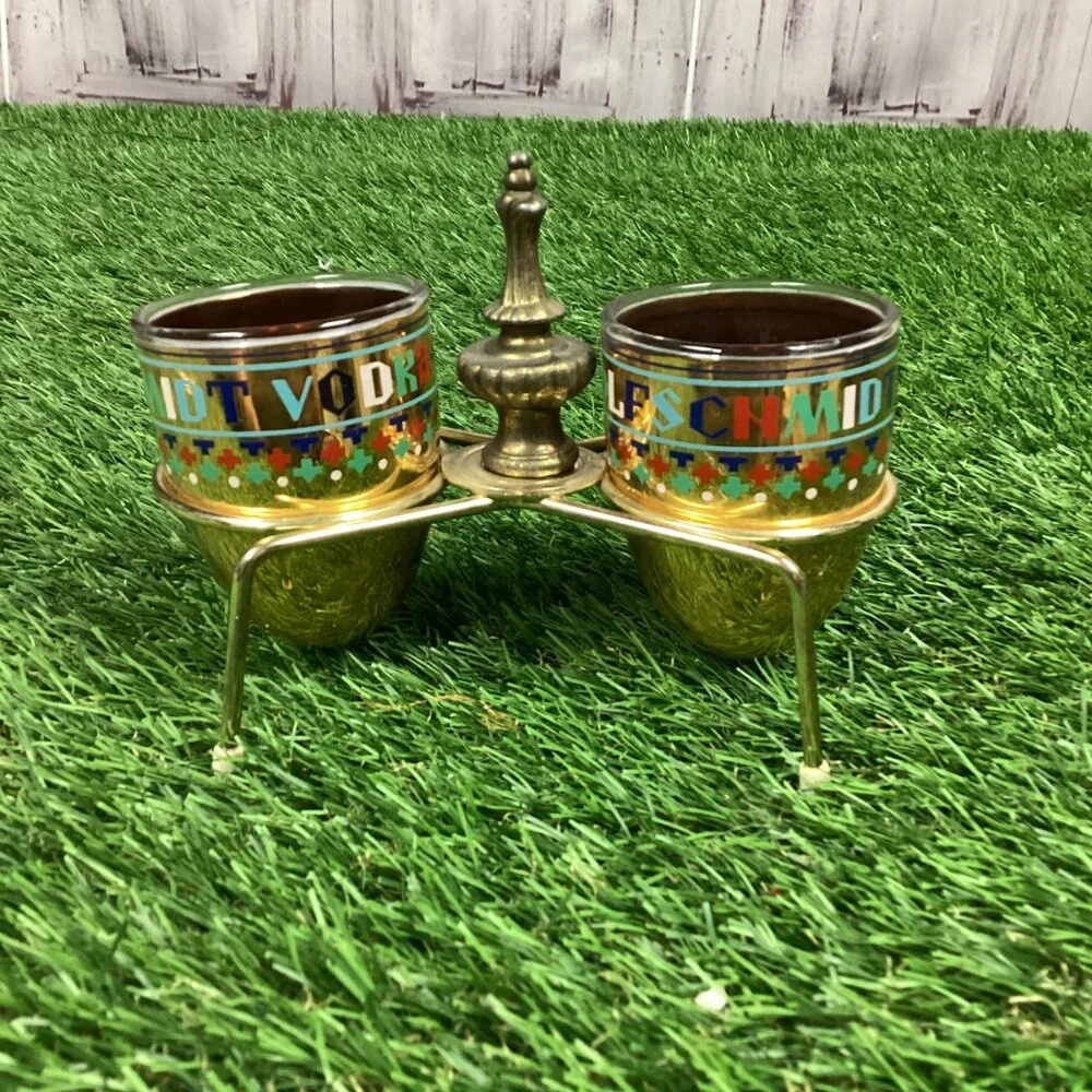 Vintage Wolfschmidt Vodka Charka Cups w/ Rack